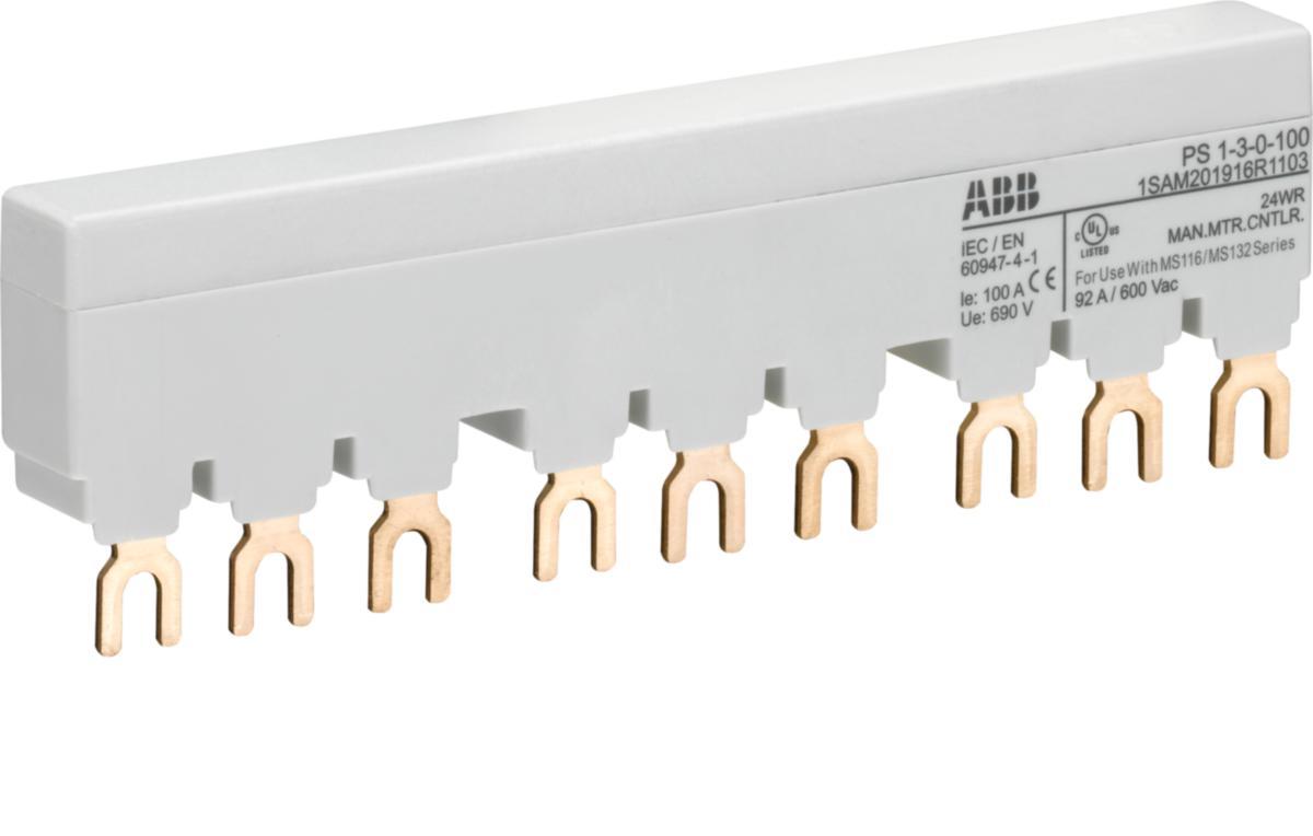 Phase rail up to 65 A for MS116 and MS132 - PS1-3-0-65 3-PHASE BUSBAR
