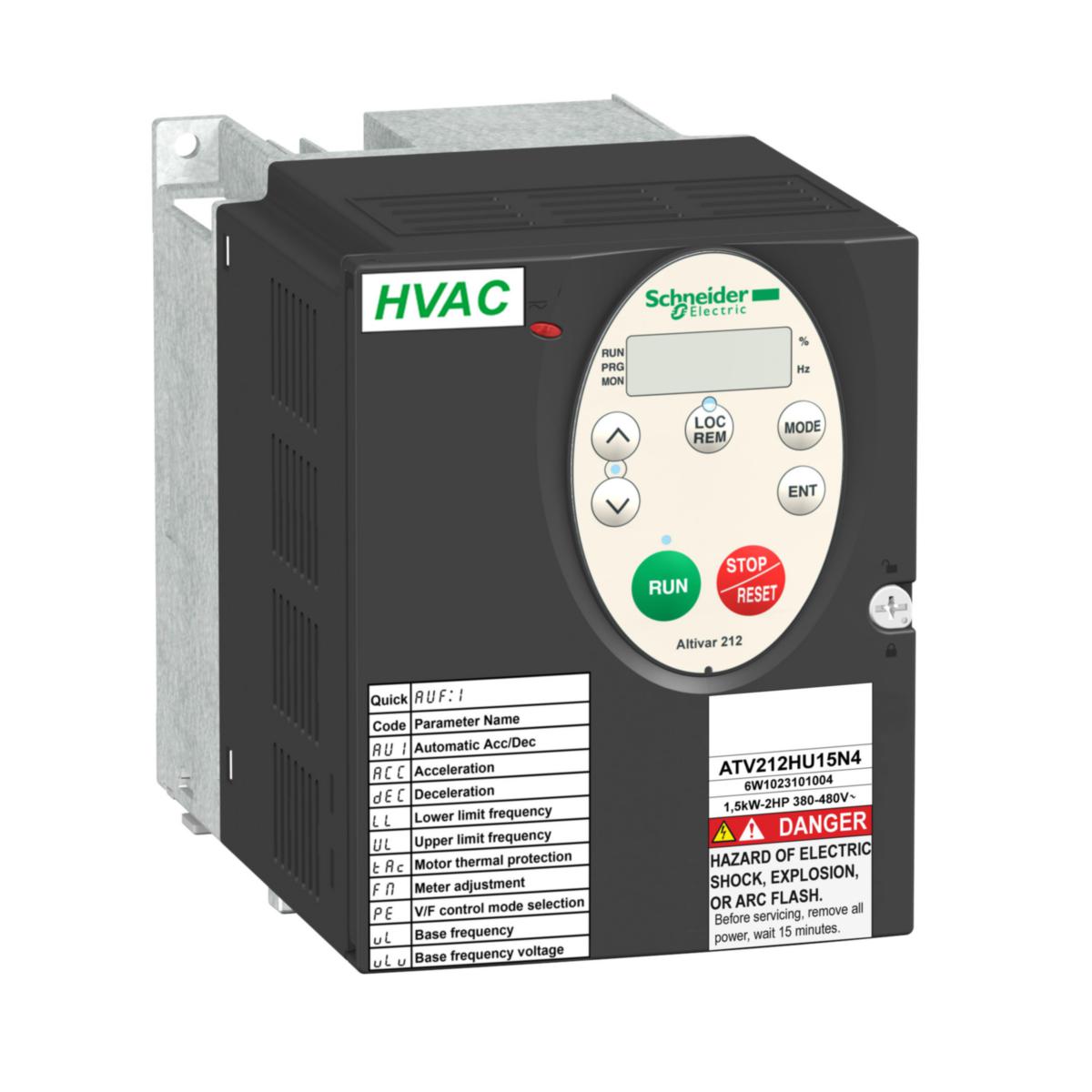 Frekvensomriktare Altivar 212 0,75 - 75kW IP21 - FRO 3-F 400V 1,5 KW IP21 EMC A ATV212HU15N4