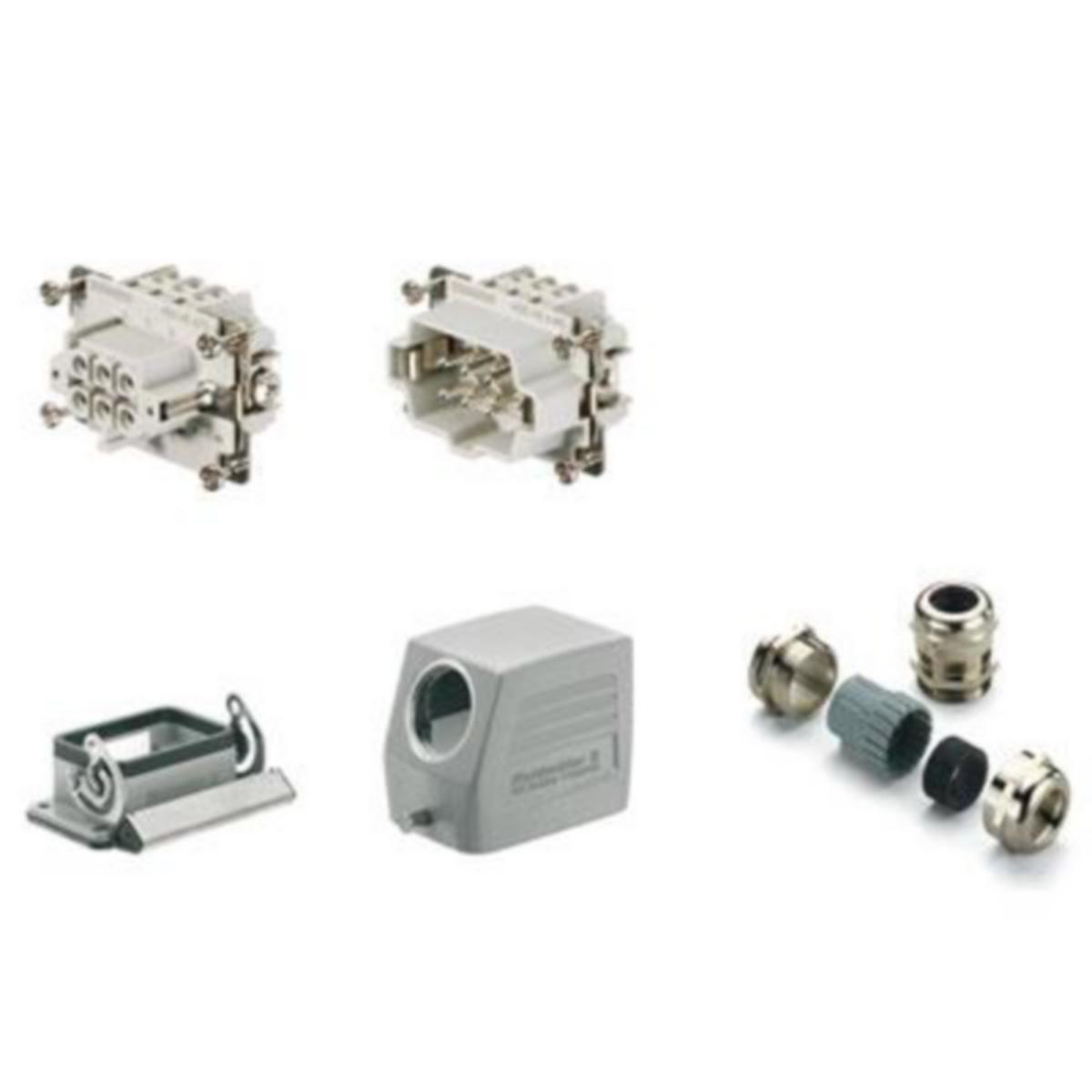 HDC-KIT-HE, 6 pol, 500V, 16A, Storlek 3 - INSATS HDC KIT HE 6P SIDA