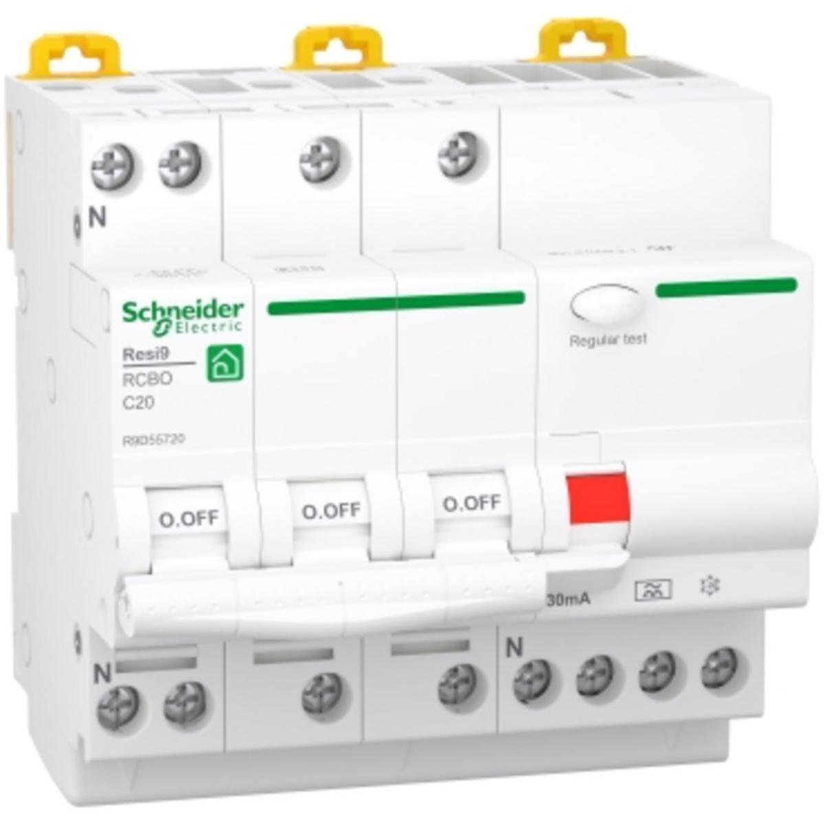 Personskyddsbrytare Resi9 30mA 4-pol - PERSSKBR. R9 3P+N C20A 30MA A R9D55720