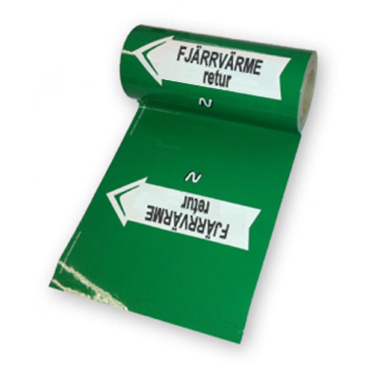 Pipe marking tape TIP-Standard - TOP STANDARD DISTRICT HEATING RETURN GREEN 160MMX10M