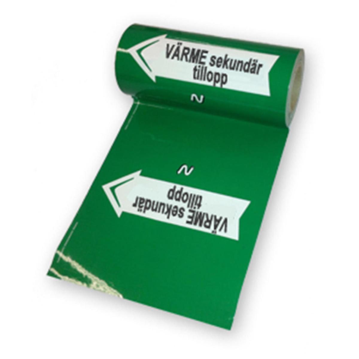 Pipe marking tape TIP-Standard - TIP STANDARD HEAT SECOND SUPPLY GREEN 160MMX10M