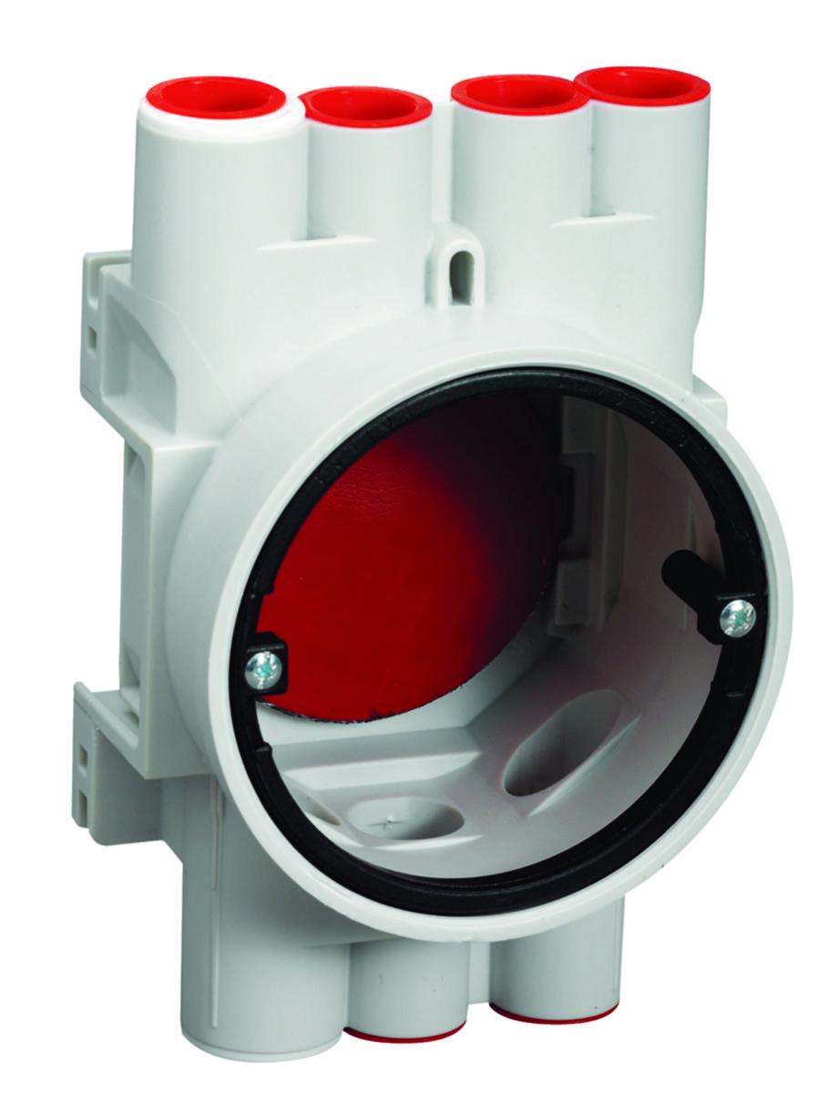 Multifix Fire coupling box for double gypsum wall, 5+2 fixed studs, fire safety plate - MULTIFIX JUNC.BOX DBL, 7ST