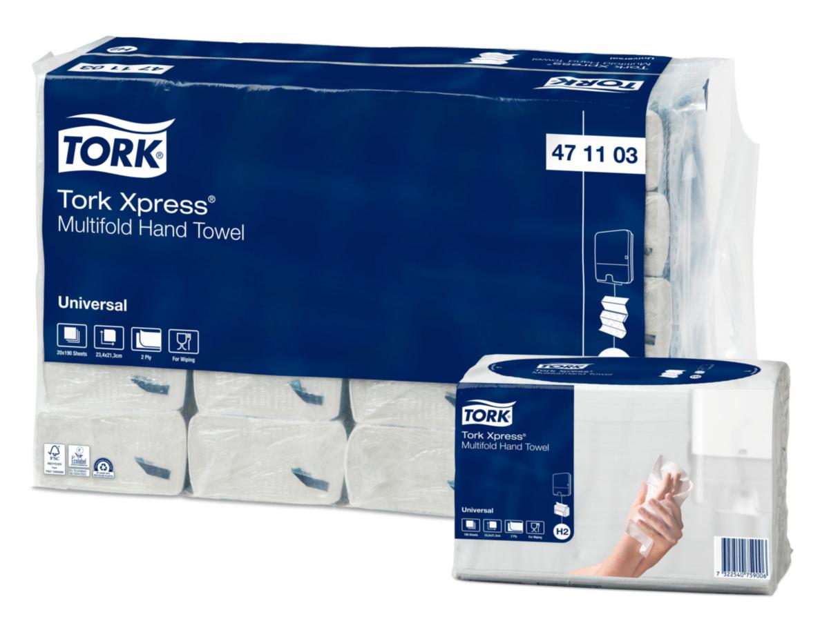 Pappershandduk Tork Xpress H2 Multifold - PAPPERSHANDDUK TORK XPRESS H2 M-FOLD 3800ARK/FRP 471103