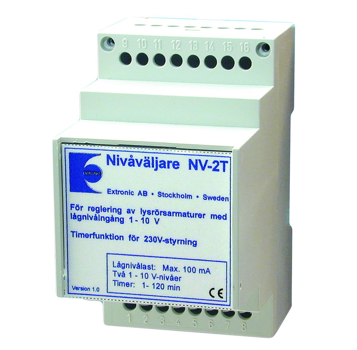 Nivåväljare NV-2T, Extronic - NIVÅVÄLJARE 1-10V M RELÄ/TIMER NV-2T