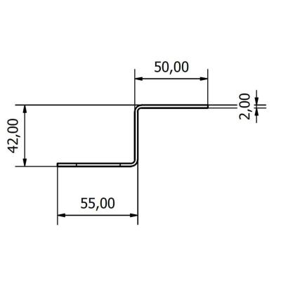 KARMPLÅT FP-2 Z-VINKEL 2X55X42X50X200