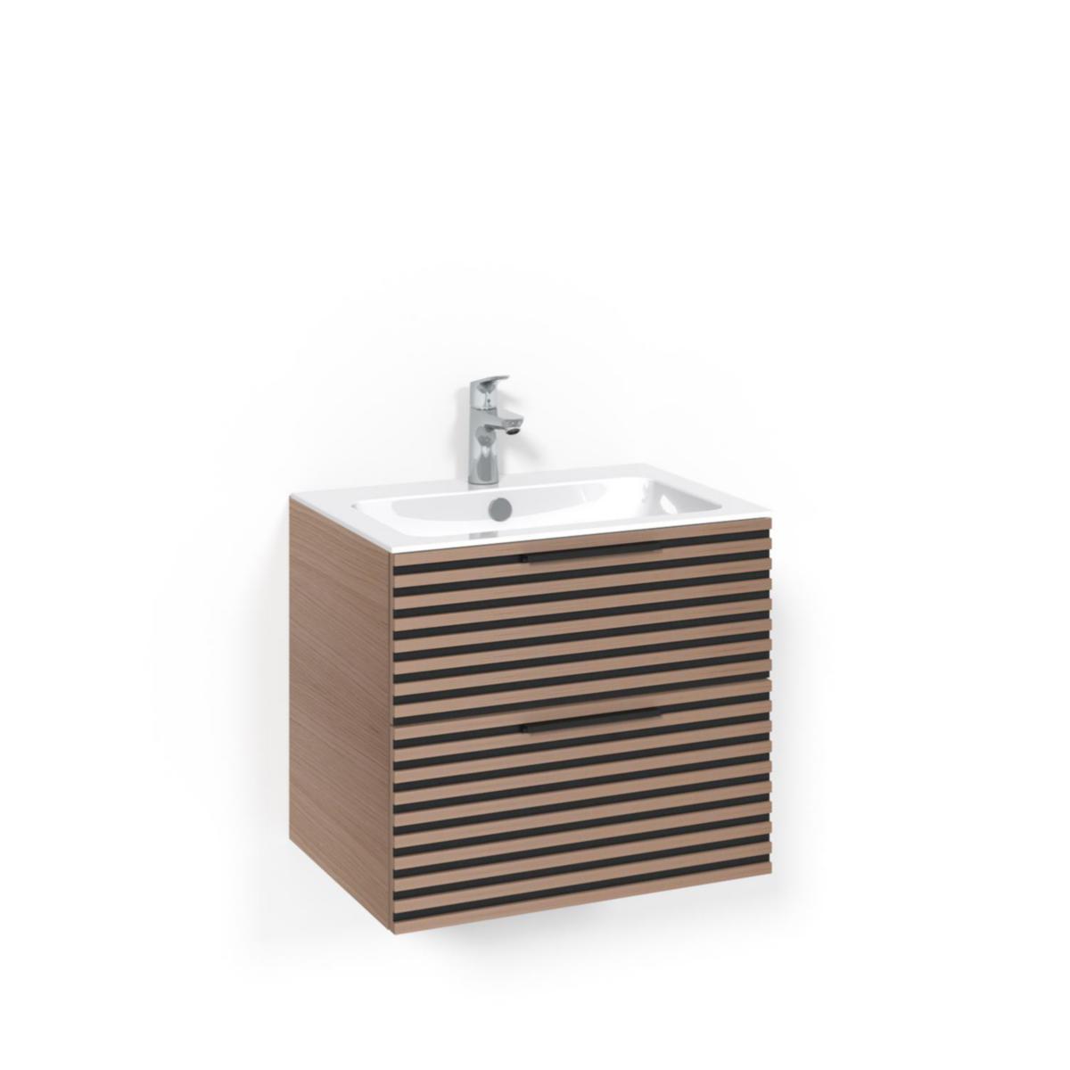 Tvättställsskåpspaket Crown Kommod 60x45 Ljus Ek, Macro - MACRO TVÄTTSTÄLLSSKÅPSPAKET CROWN KOM 60X45 LJ.EK ST L8