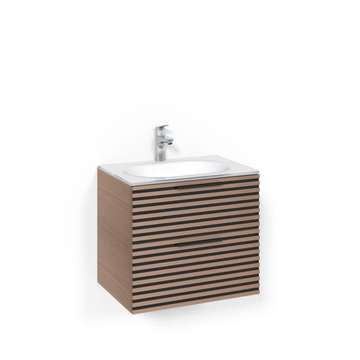 Tvättställsskåpspaket Crown Kommod 60x45 Ljus Ek, Macro - MACRO TVÄTTSTÄLLSSKÅPSPAKET CROWN KOM 60X45 LJ.EK ST VIG