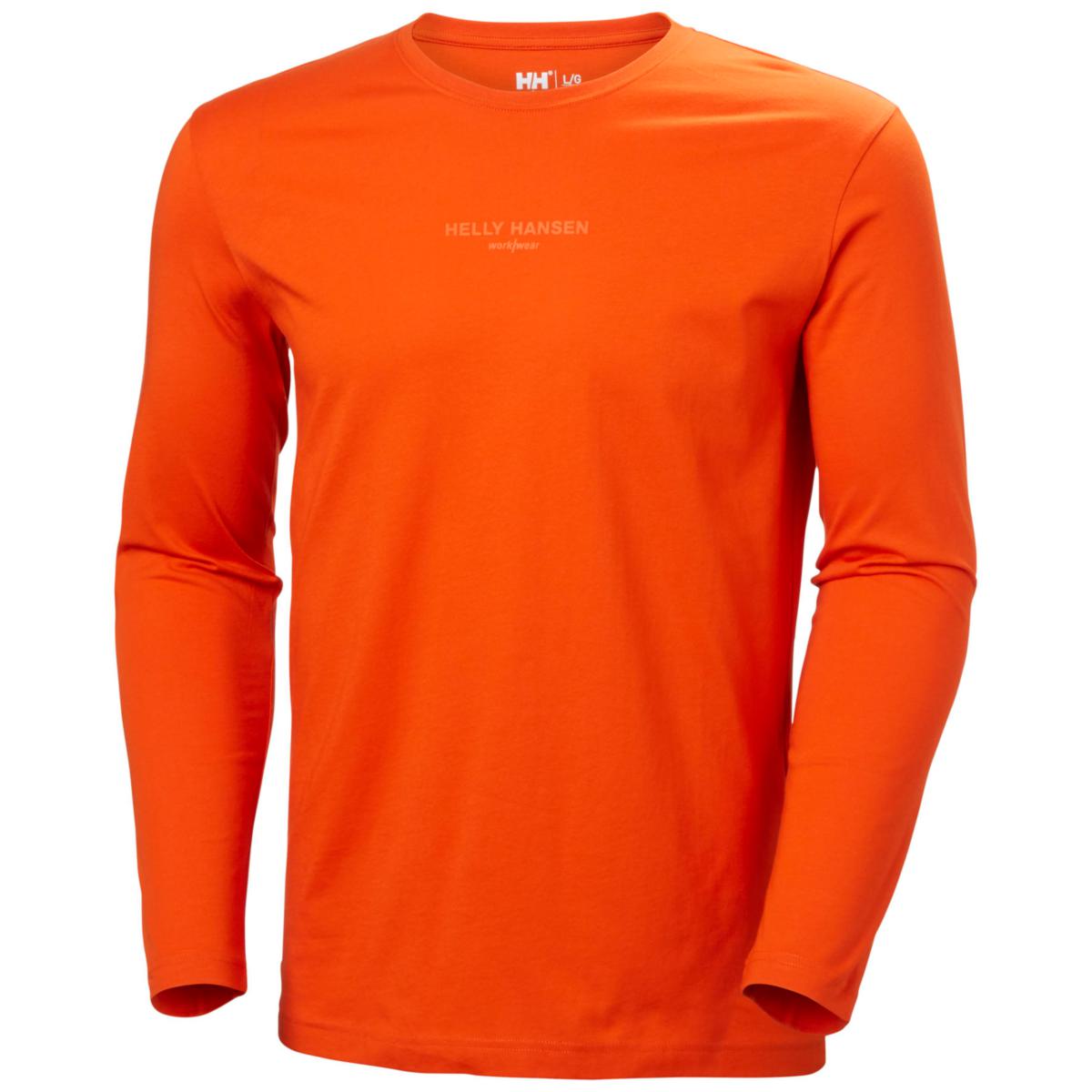 Tröja Helly Hansen 79282 Classic Logo - T-SHIRT HH 79282-280 LOGO ORANGE LÅNGÄRM STL L