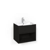 Tvättställsskåpspaket Crown Kommod 60x45 Svart Ek, Macro