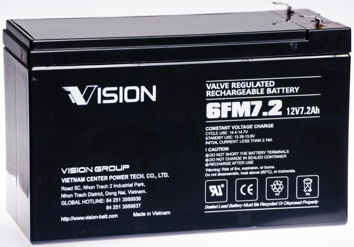 Blybatteri Vision Vrla - BATTERI VRLA 12V 7,2AH T2 VISION 6FM7,2F2