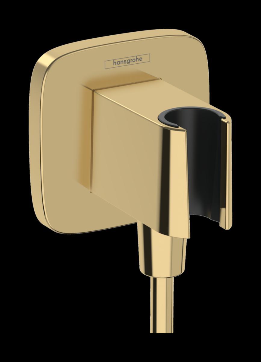 Slangvinkel/Duschhållare Fixfit Q med hållare, Hansgrohe - HG SLANGVINKEL/DUSCHHÅLLARE FIXFIT Q POLERAD GULD-OPTIK