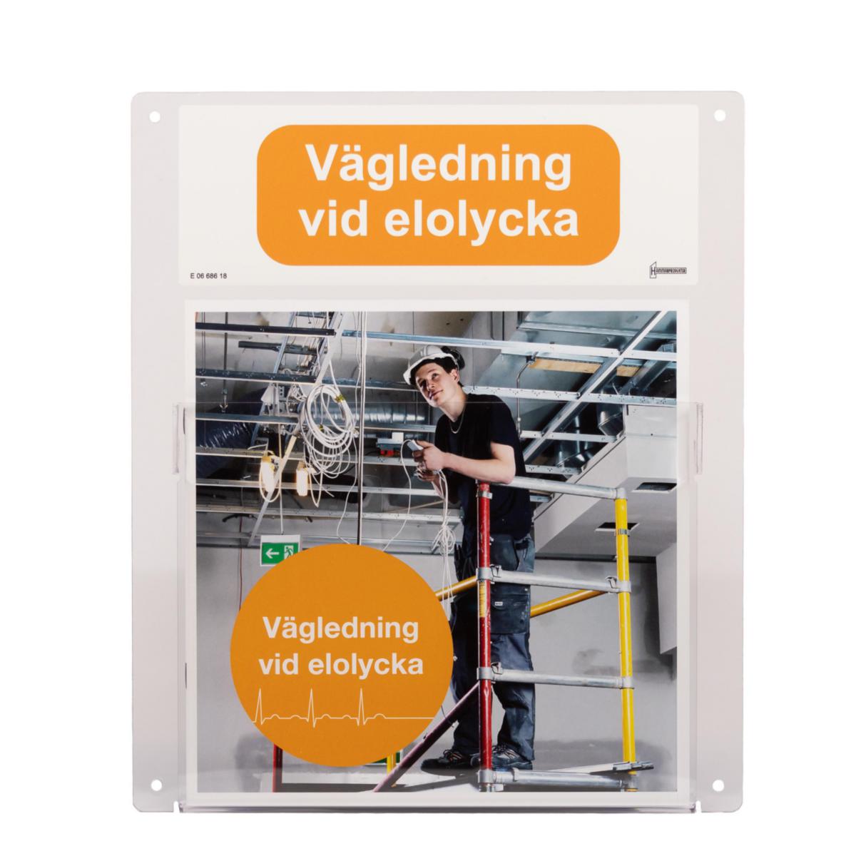 Skylt och Häfte "Vägledning vid elolycka" - SKYLT VÄGLEDNING VID ELOLYCKA 