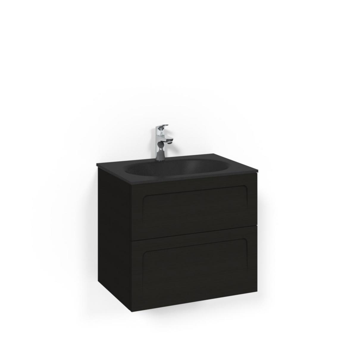 Tvättställsskåpspaket Crown Kommod 60x45 Svart Ek, Macro - MACRO TVÄTTSTÄLLSSKÅPSPAKET CROWN KOM 60X45 SV.EK SH MSG