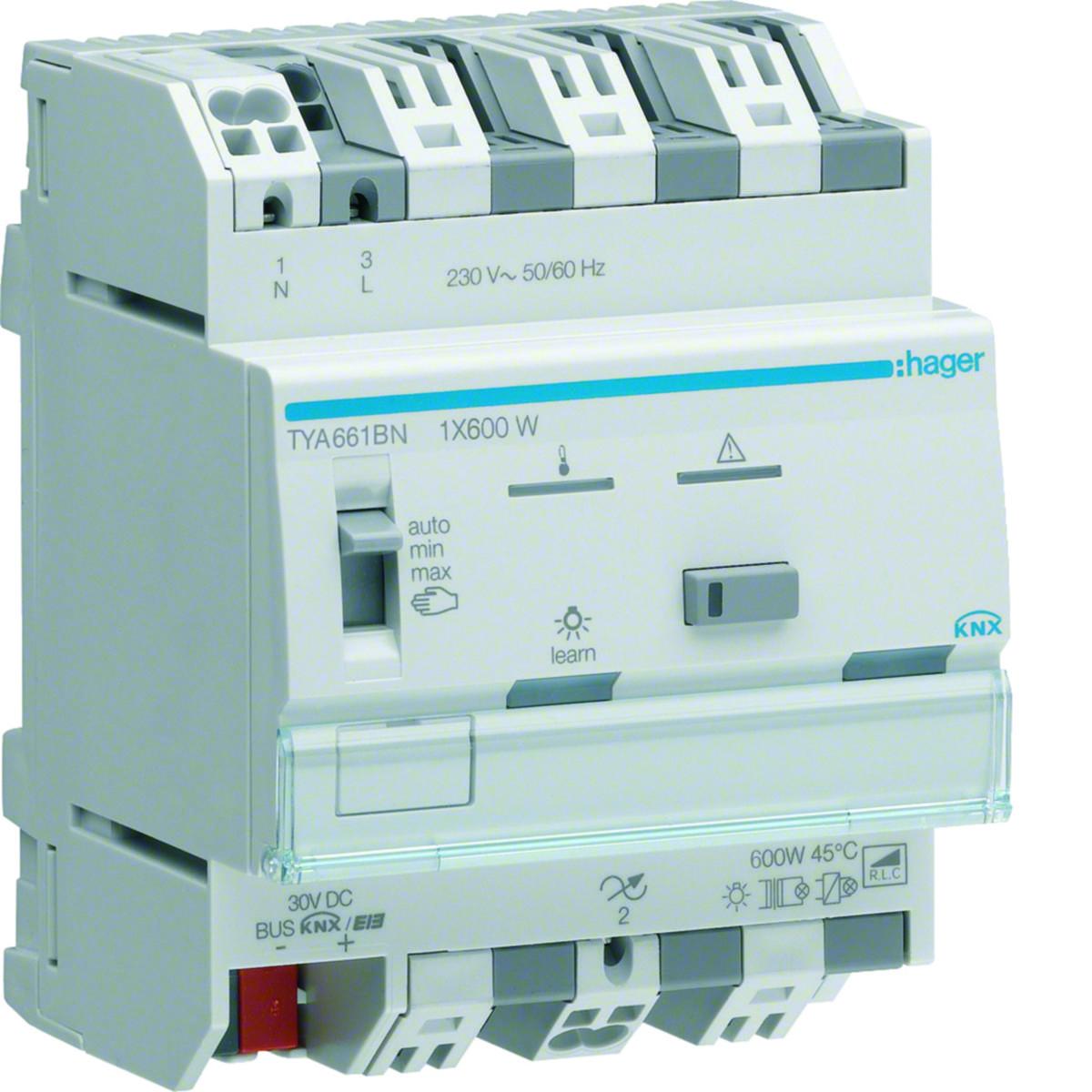Dimmer universial TYA, Hager - DIMAKTOR KNX 1X600W UNIVERSAL TYA661BN