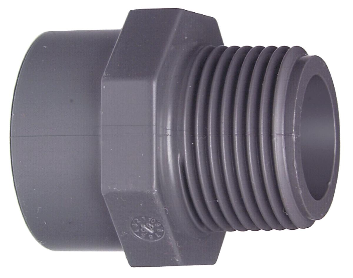 Sleeve adhesive / external thread pressure pipe parts PVC, Georg Fischer - 40XR32 PVC SOCKET PN16 GLUE SOCKET-MALE THREAD