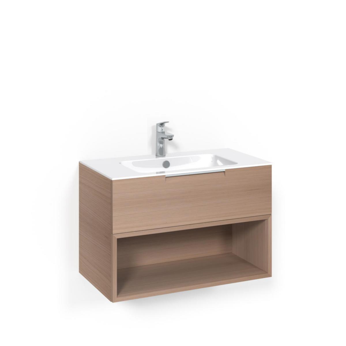 Tvättställsskåpspaket Crown Kommod 80x45 Ljus Ek, Macro - MACRO TVÄTTSTÄLLSSKÅPSPAKET CROWN KOM 80X45 LJ.EK LI L14