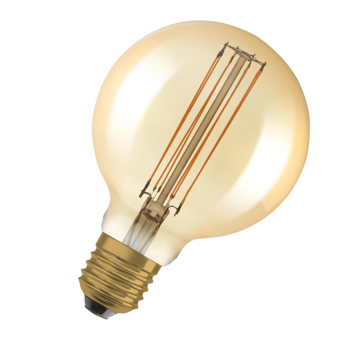 LED-lampa Vintage 1906, Glob, Guld, dimbar - LED GLOB95 40 DIM GULD 822 E27 4058075761759