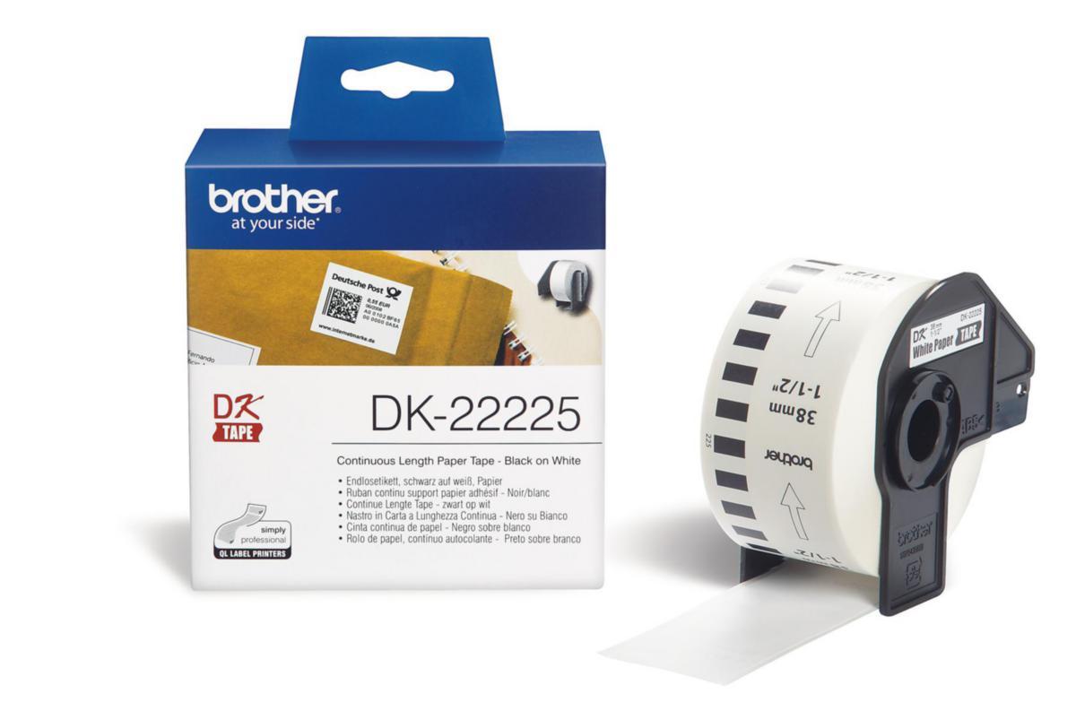 Etiketter Brother DK-22225 - ETIKETTER BROTHER DK22225 38MM X 30M VIT