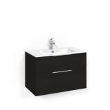 Tvättställsskåpspaket Crown Kommod 80x45 Svart Ek, Macro