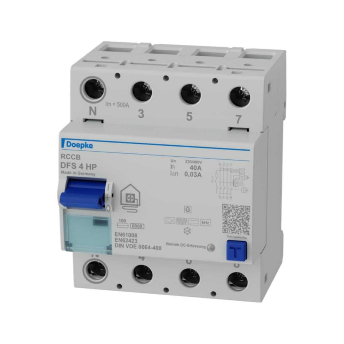 Jordfelsbrytare för Värmpumpar - JFB 4-POL 40A 30MA VP DFS 4 040-4/0,03-HP