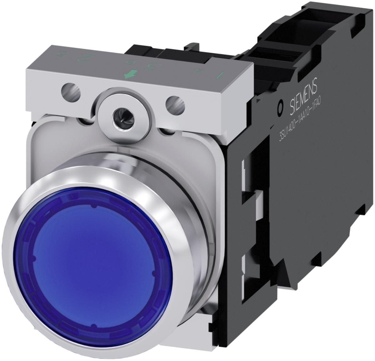 Lamptryckknappar 3SU11 - LAMPTRYCKKNAPP MET BLÅ 1NO 1NC 3SU1152-0AB50-1FA0