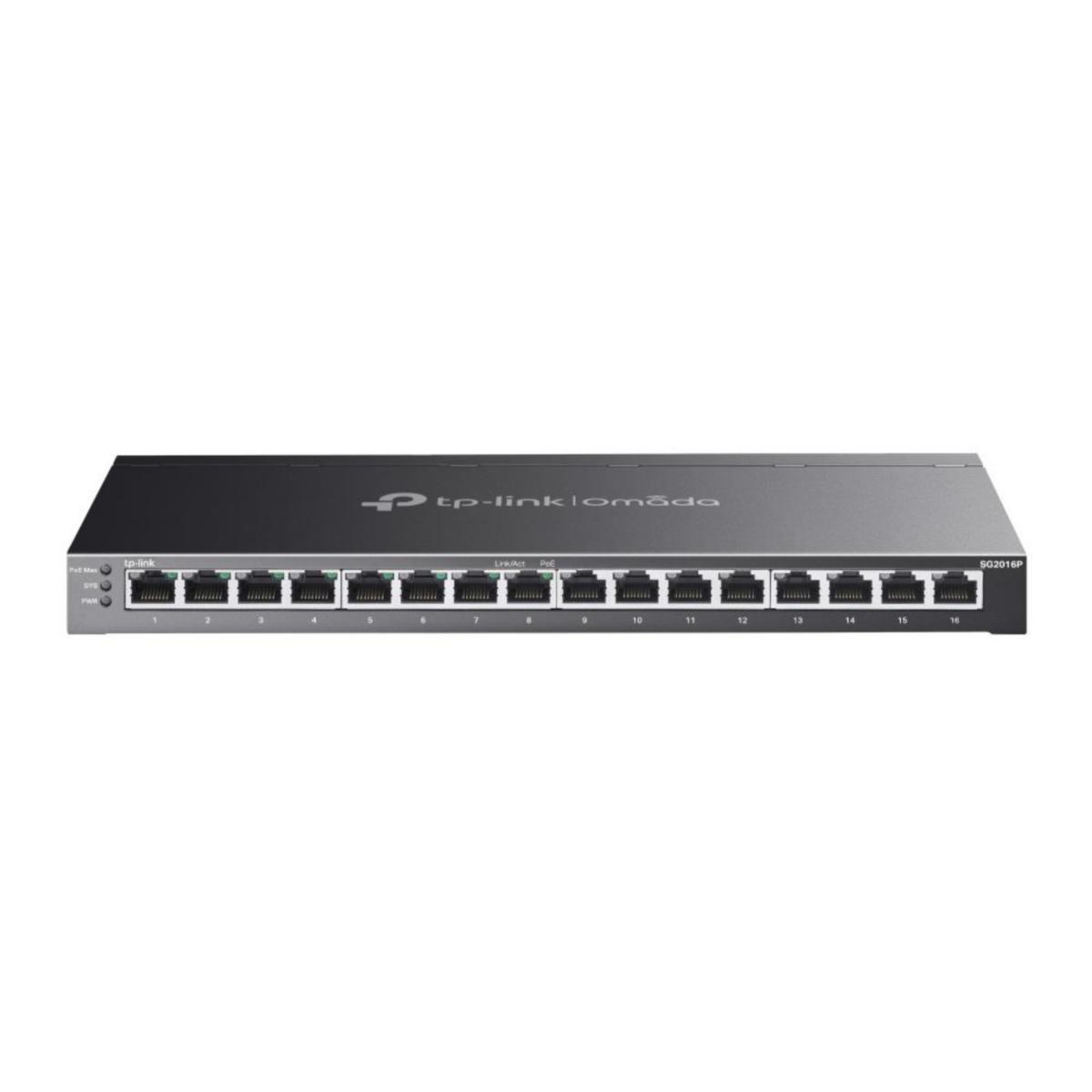 Omada Switch 16-Port Gigabit Smart Switch with 8-Port PoE+, SG2016P - GigabitSwitch 16p med PoE+ SG2016P