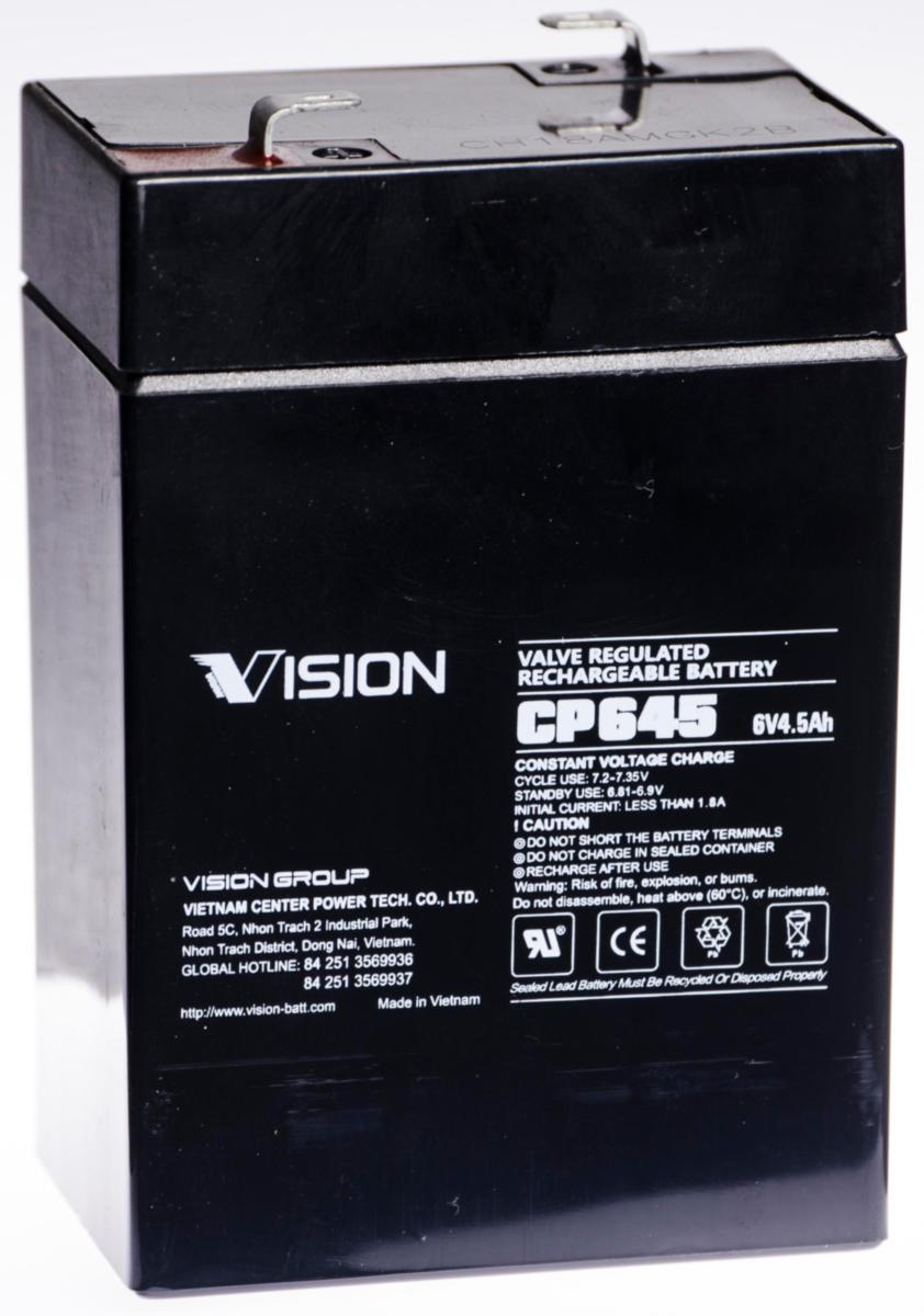 Lead Acid Battery Vision Vrla - BATTERI VRLA 6V 4,5AH VISION CP645