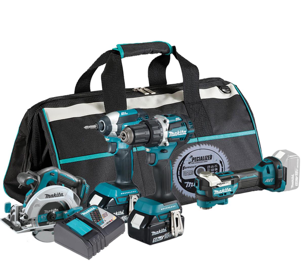 Kombikit Makita DLX4197TX1 - KOMBOKIT DLX4197TX1 MAKITA 18V 4MASKIN 2X5AH DC18RC VÄSKA
