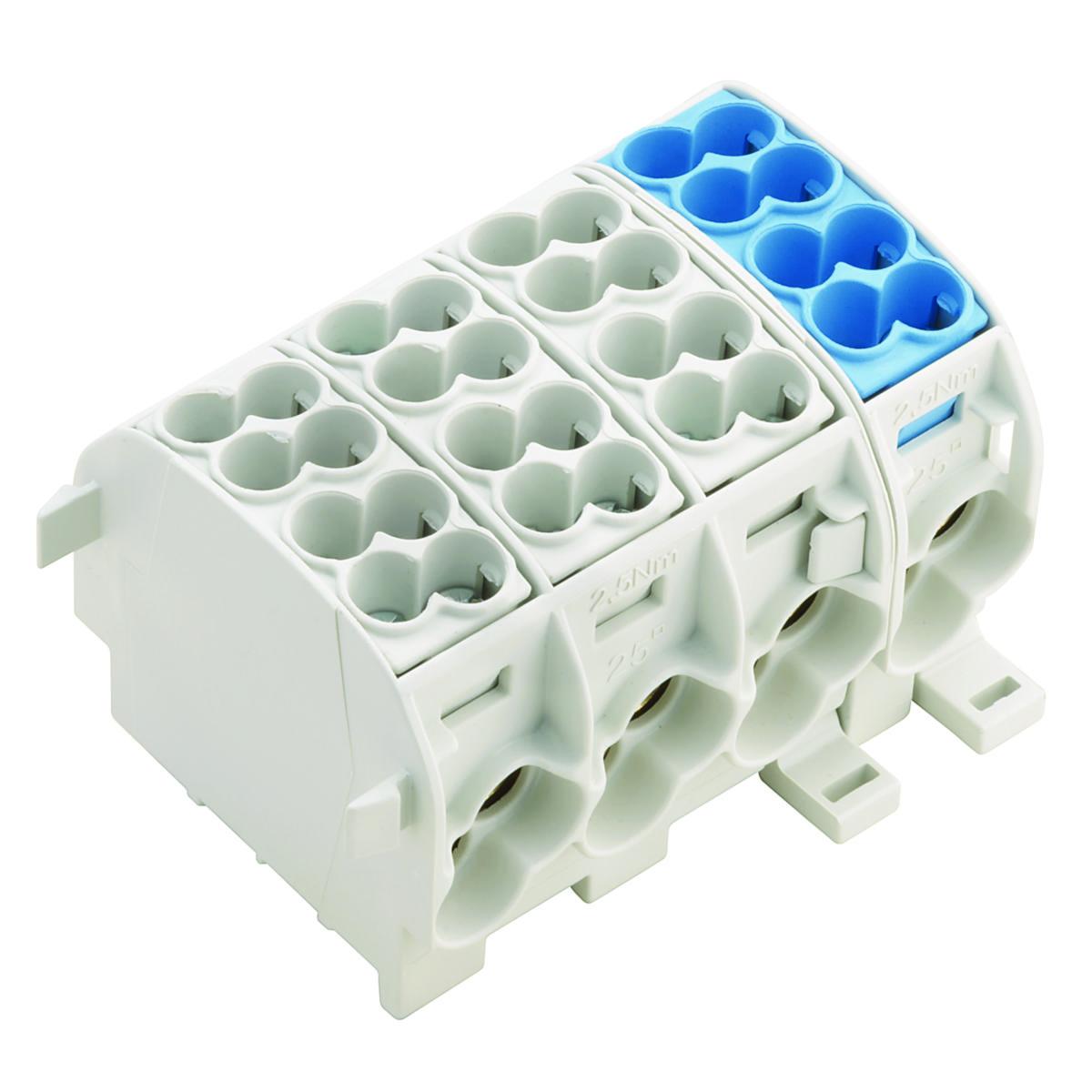 Fördelningsplint WPD X01-X03 - PLINT AL/CU 2X25/2X16 GRÅ/BLÅ WPD401 2X25/2X16 3XGY/1XB