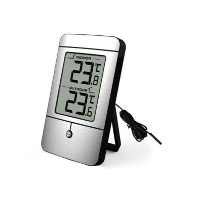 DIGITALTERMOMETER INNE/UTE MED MIN/MAX ALUMINIUM