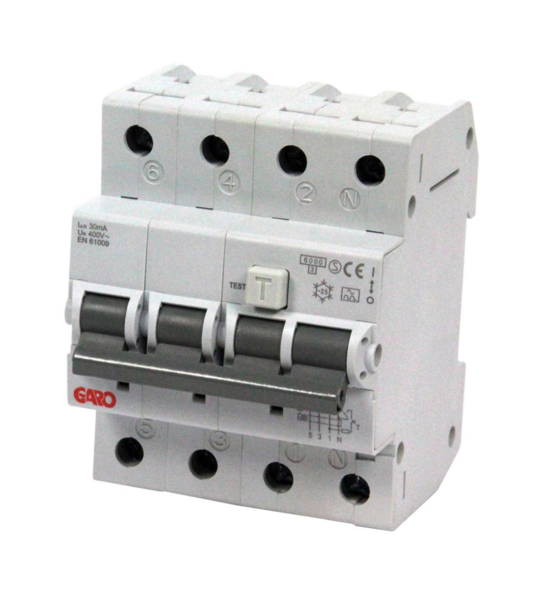 Personskyddsbrytare 6kA 4-polig C-Karakteristik - PERSONSKYDDSBR 4P 13A C 6KA RCBO GS C13A 4P