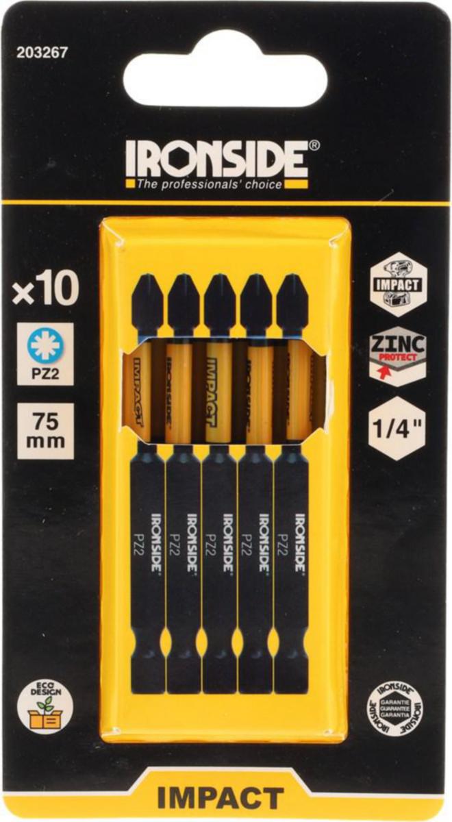 Kraftbits Ironside Pozidriv långa 10-pack - KRAFTBITS IRONSIDE PZ2 10-PACK 75MM 203267
