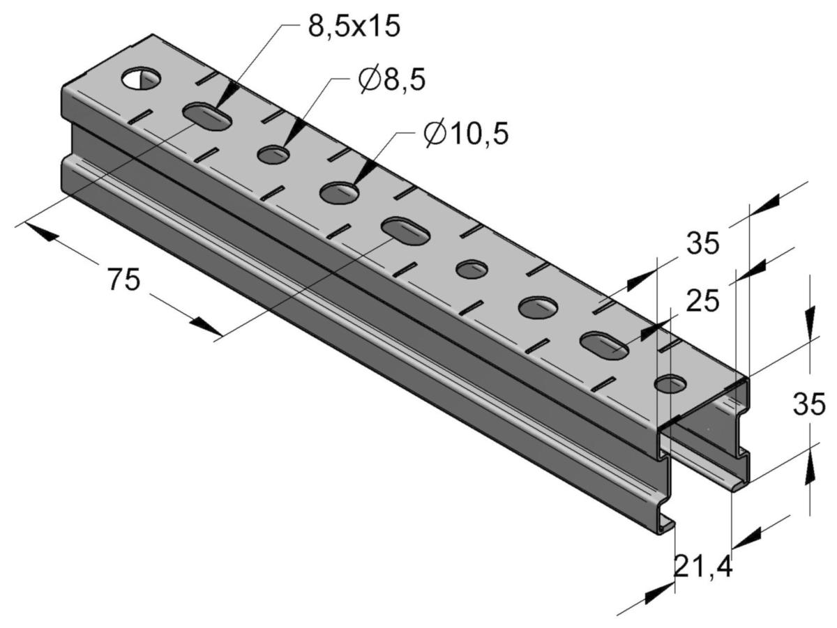 Rail EF Stex 35/35, MEFA - EF STEX 35/35/1.0 2M ERGOFAST