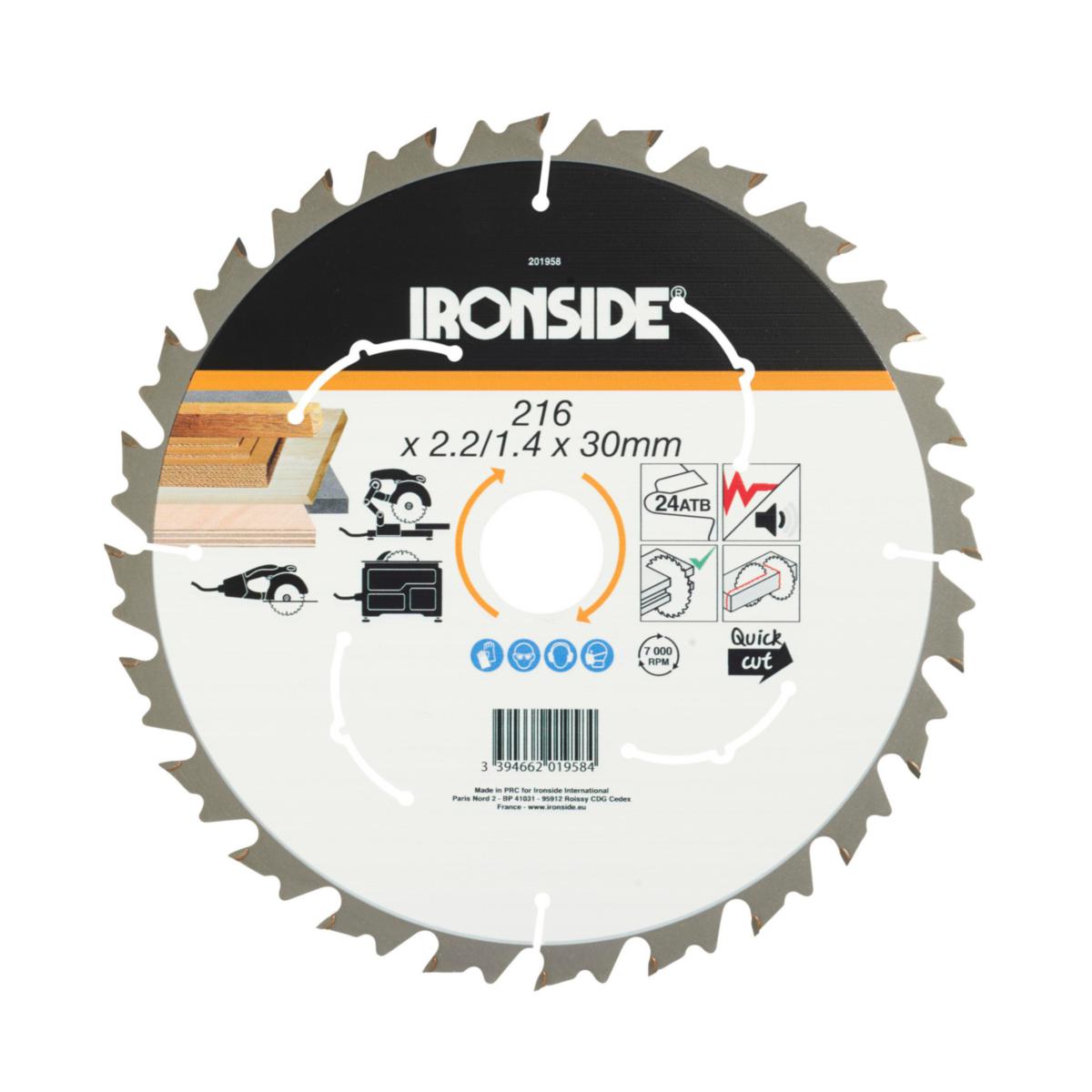 Circular Saw Blade Ironside Wood - CIRCULAR SAW BLADE IRONSIDE 216MM 24T FOR WOOD HOLE 30MM