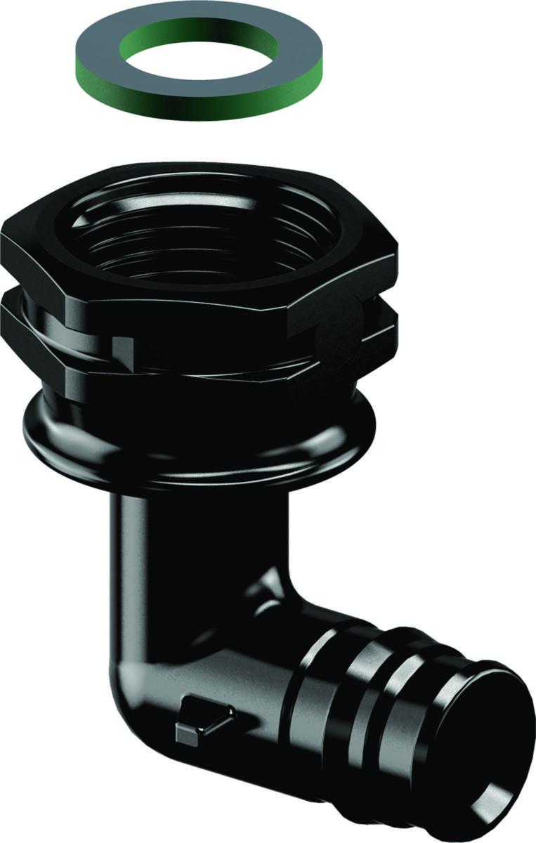 Vinkel 90° med löp mutter Q&E PPSU utan ringar, Uponor - Q&E VINKEL MED LÖPMUTTER PPSU 20-G1/2"SN. UPONOR