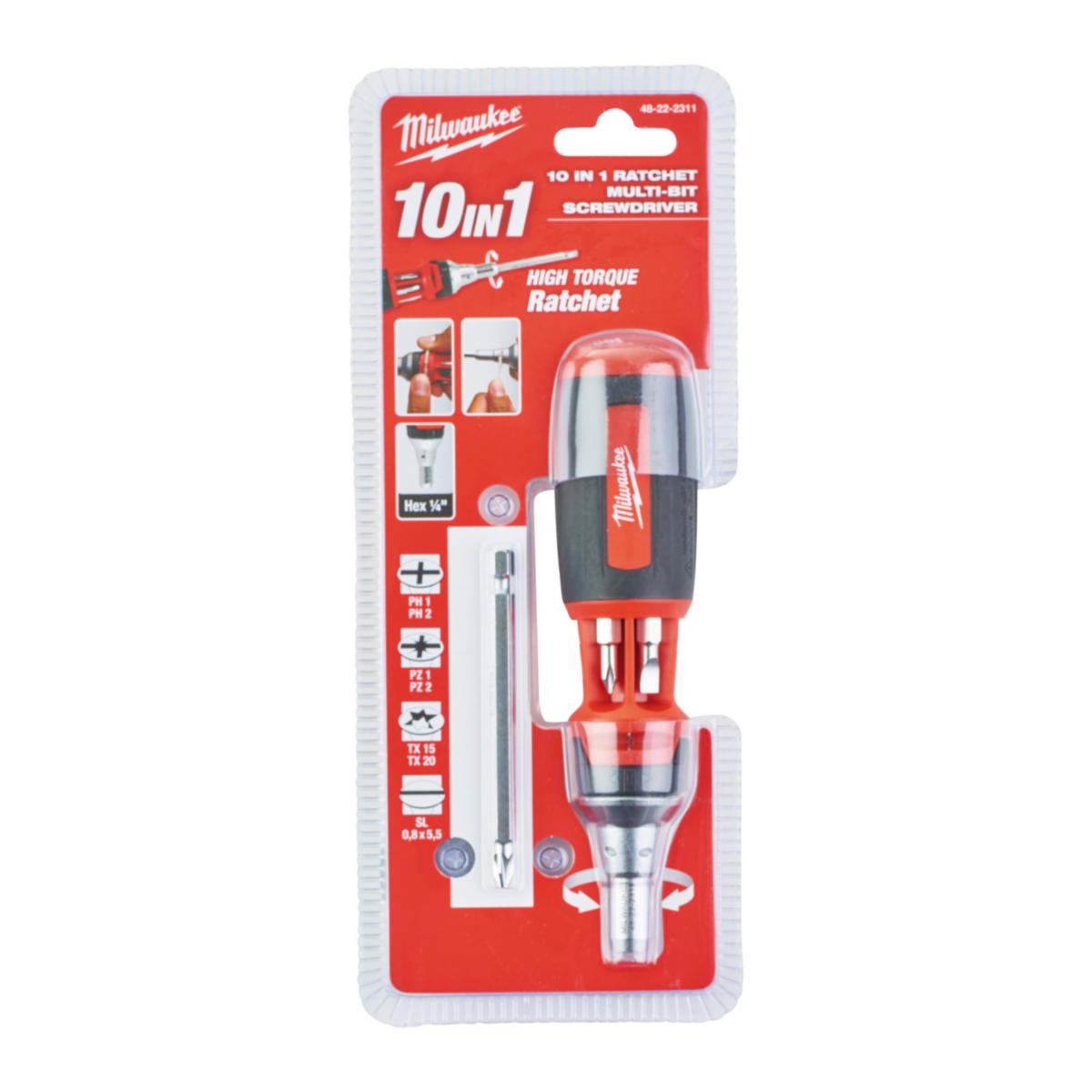 Ratcheting Screwdriver Milwaukee 9-in-1 - MILWAUKEE 9-IN-1 RATCHETING SCREWDRIVER UNIVERSAL