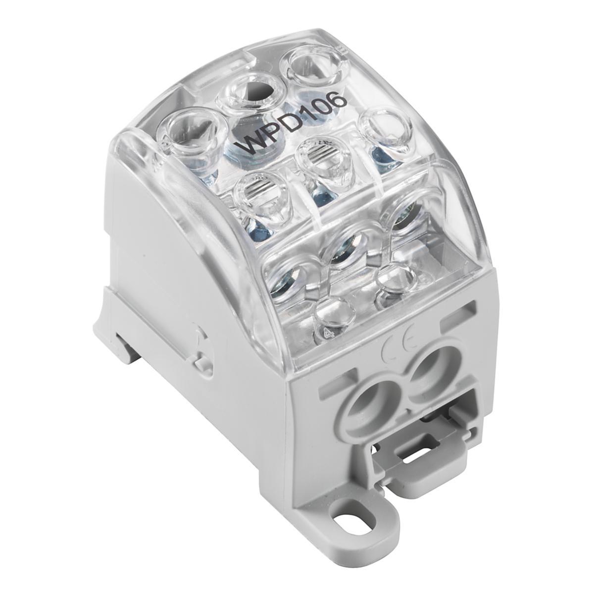 Fasfördelningsblock WPD X04-X09 - PLINT AL/CU 1X70/2X25+3X16 GR WPD 106 1X70/2X25+3X16 GY