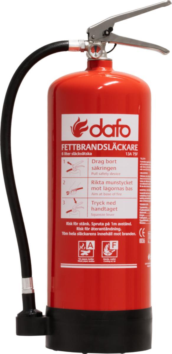 Brandsläckare Dafo VK 6FT 13A 75F - BRANDSLÄCKARE DAFO MOT FETT- BRAND 6LIT DAFO VK 6FT 13A 75F