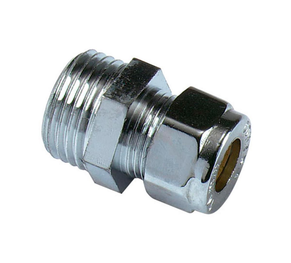 Straight Coupling A 902, chrome-plated, a-collection - 10xR15 COMPRESSION FITTING CU x MALE,CROME STRAIGHT A-COLL.