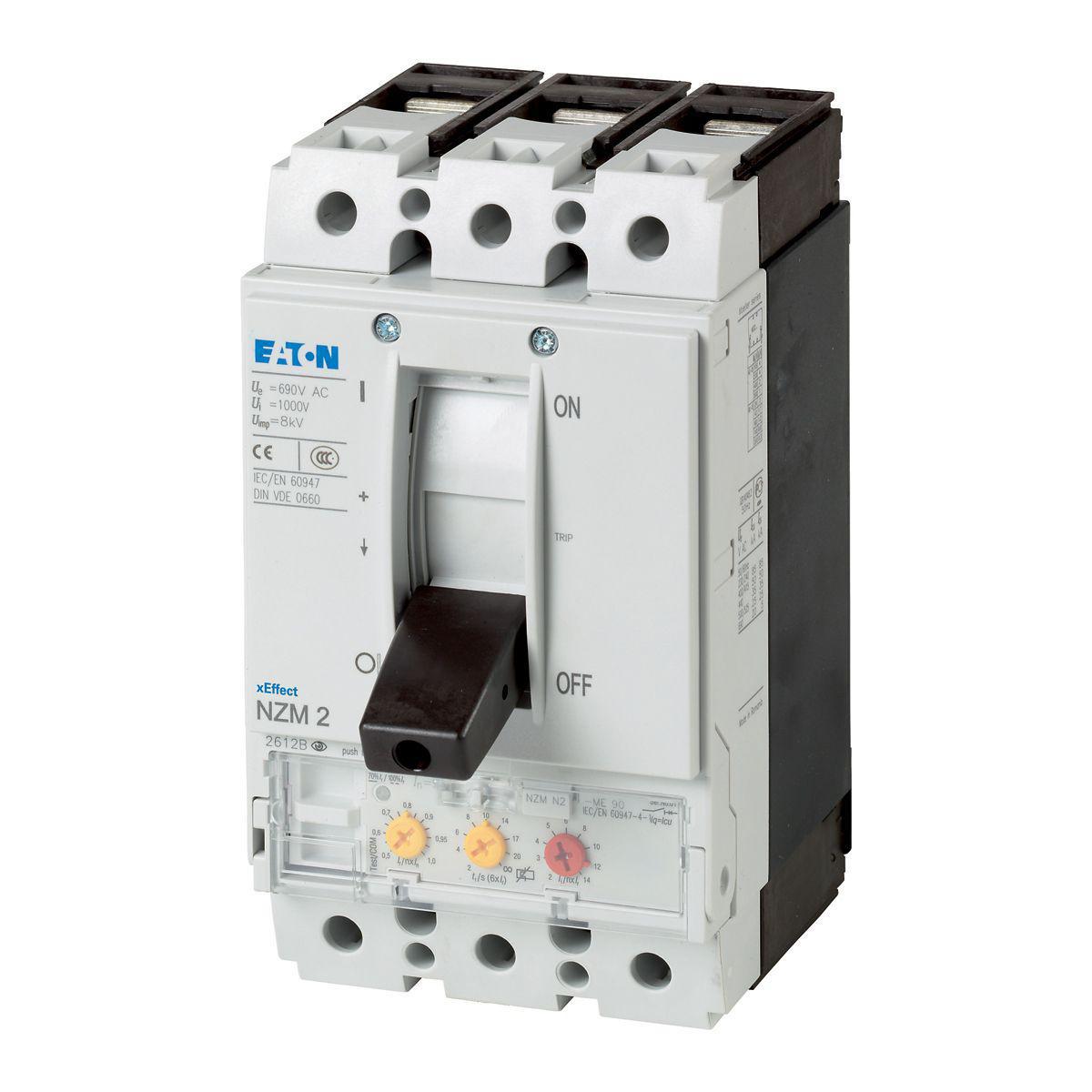 Effektbrytare typ NZM brytförmåga 50kA vid 415VAC med elektroniska utlösarblock - EFFEKTB.3P 90A 50KA MOTORS EL NZMN2-ME90