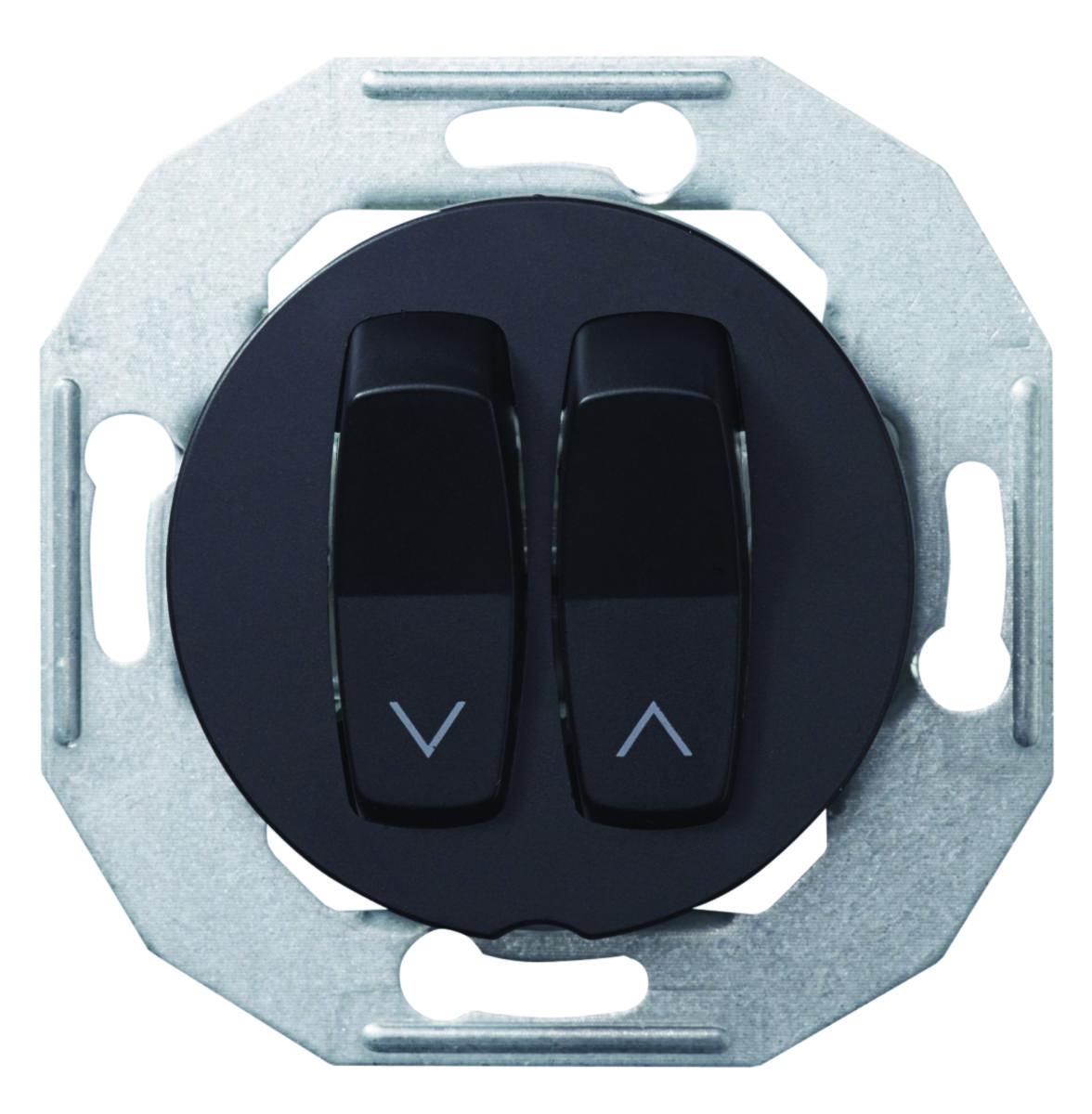 Blinds switch 16A 230V without frame, Renova - PUSH BUTTON JALUSI BLACK KOMPLETTERA MED VALFRI RAM
