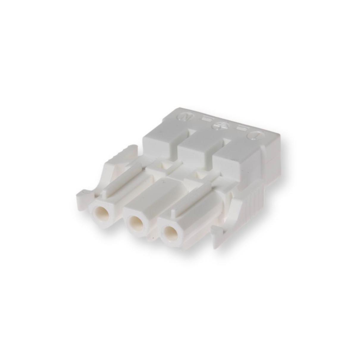 3-polig hylskontakt med instickskoppling utan dragavlastning - HYLSKONTAKT 3-POL VIT NAS32.W