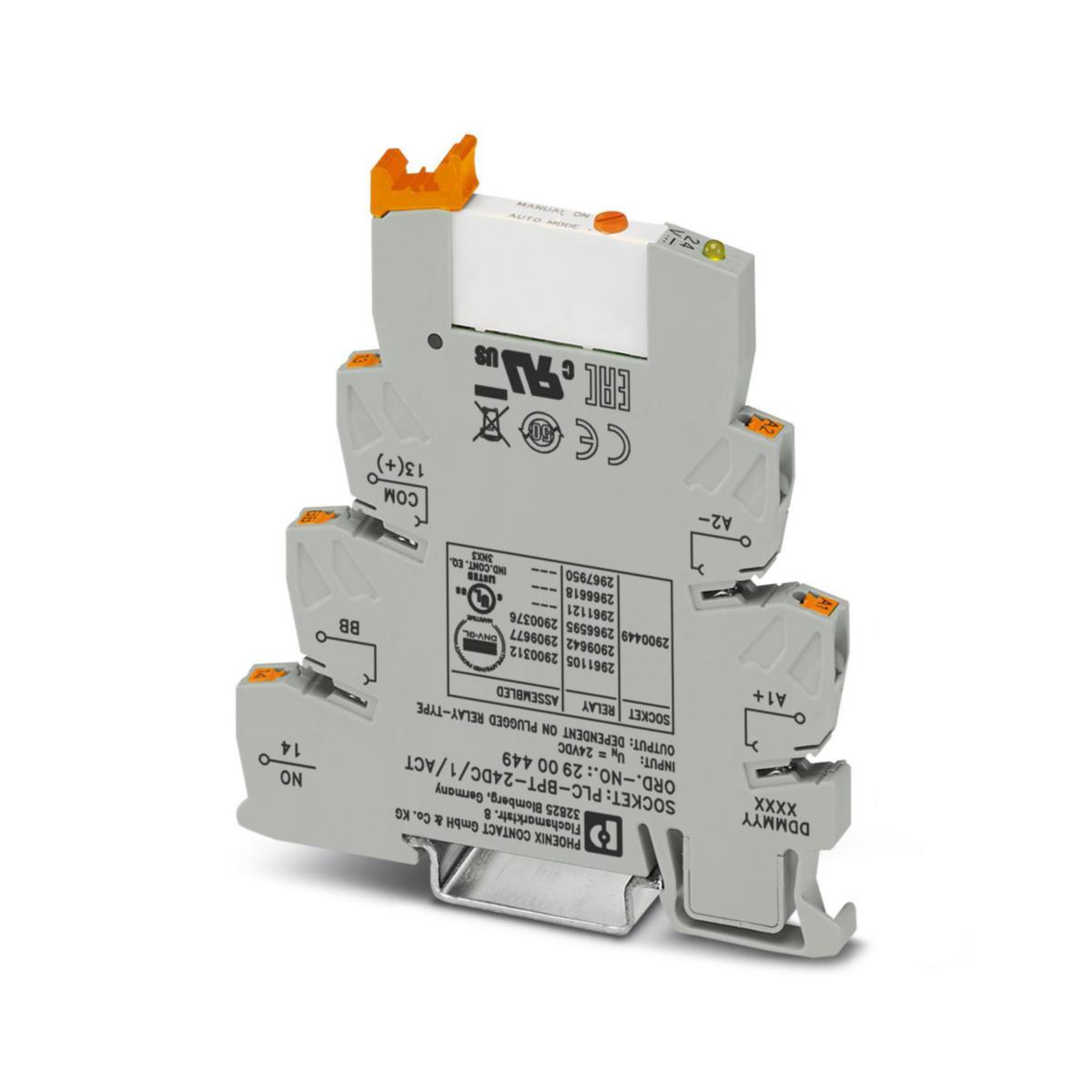 Relä PLC-RPT komplett med sockel - INTERFACE RELÄ 24VDC 1N/O MS PLC-RPT- 24DC/1/MS/ACT