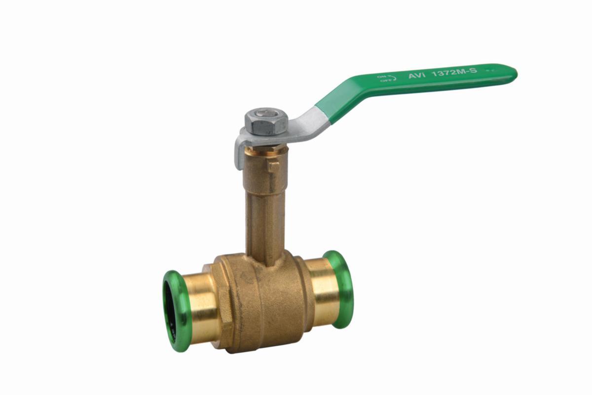 Ball Valve AVI 1372M-S Lead-Free Press/Press M-profile, High Neck PN25, A-collection - BALLVALVE AVI 1372V-S 22X22MM LFREE PRESS M-PROF..LONG PN25