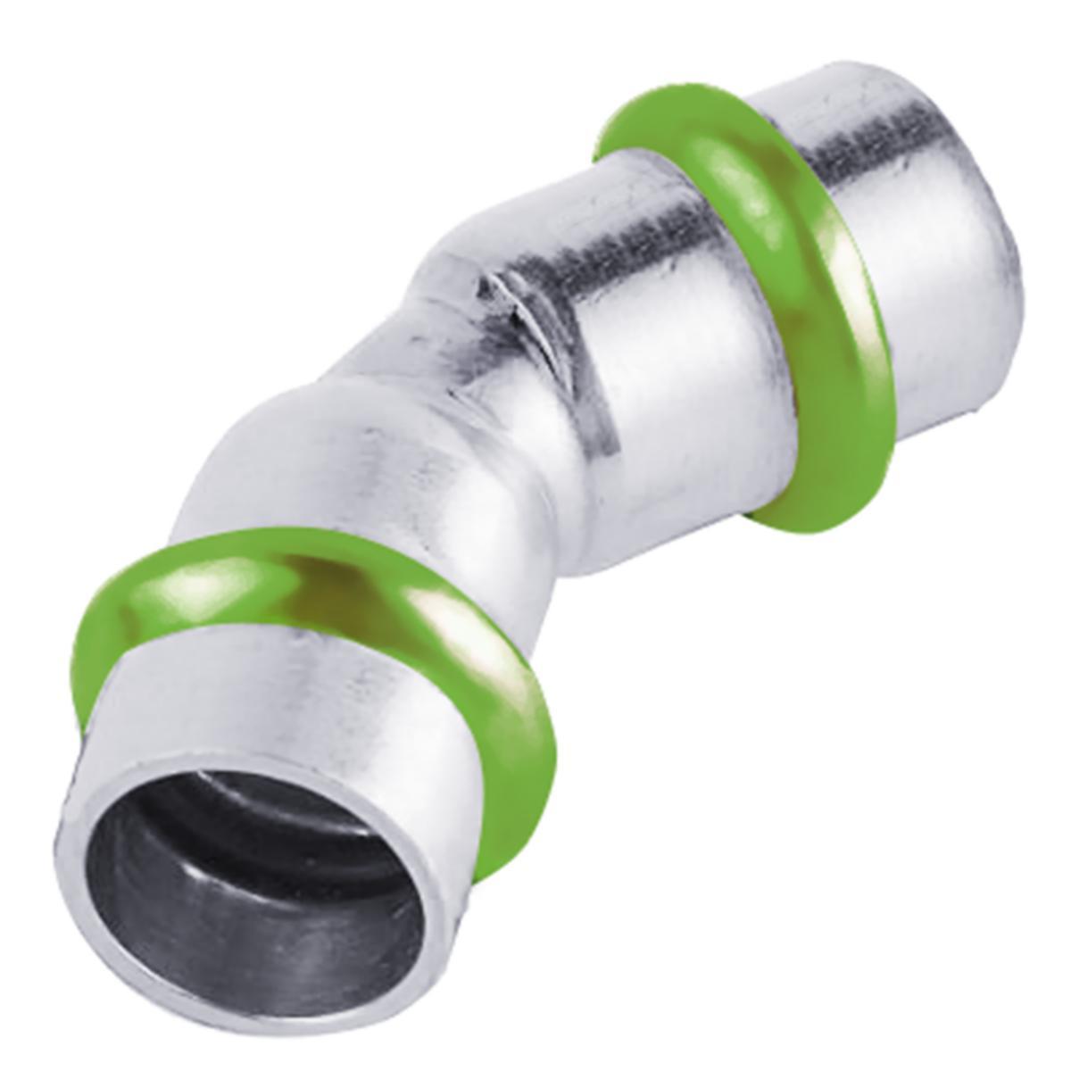 Bend 45° with 2 sockets A-press, type V chrome-plated, a-collection - 12 ELBOW 45° CU V CHROME A-PRESS