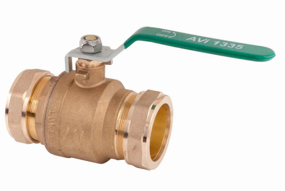 Ball Valve AVI 1335, a-collection - BALL VALVE AVI 1335 LOW LEAD BRASS COMPRESSION 42MM PN16