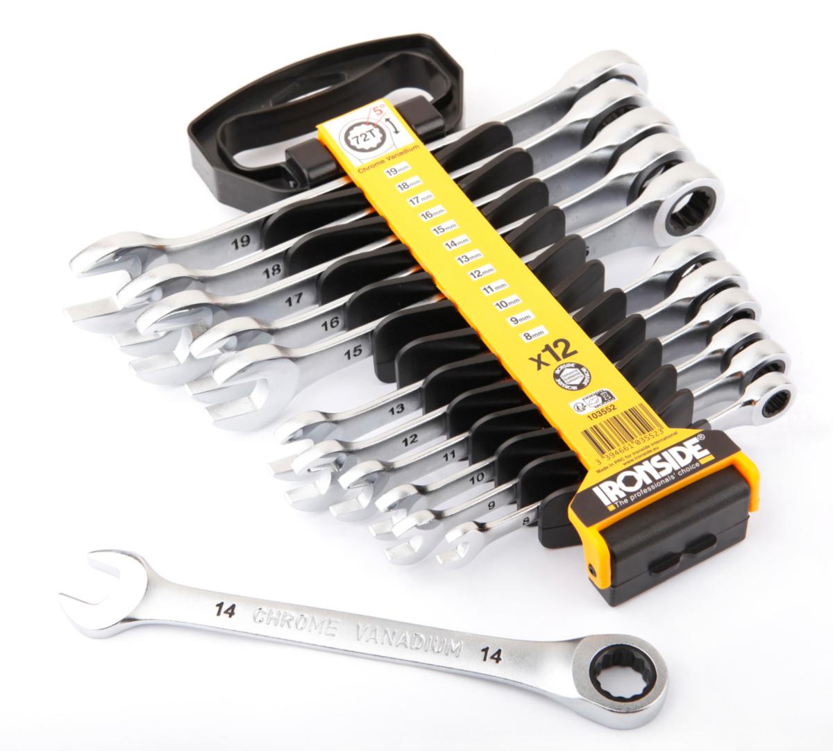 Gear wrench set Ironside 12 pcs in holder - GEAR WRENCH SET IRONSIDE 12PCS 8-19MM IN HOLDER 103552