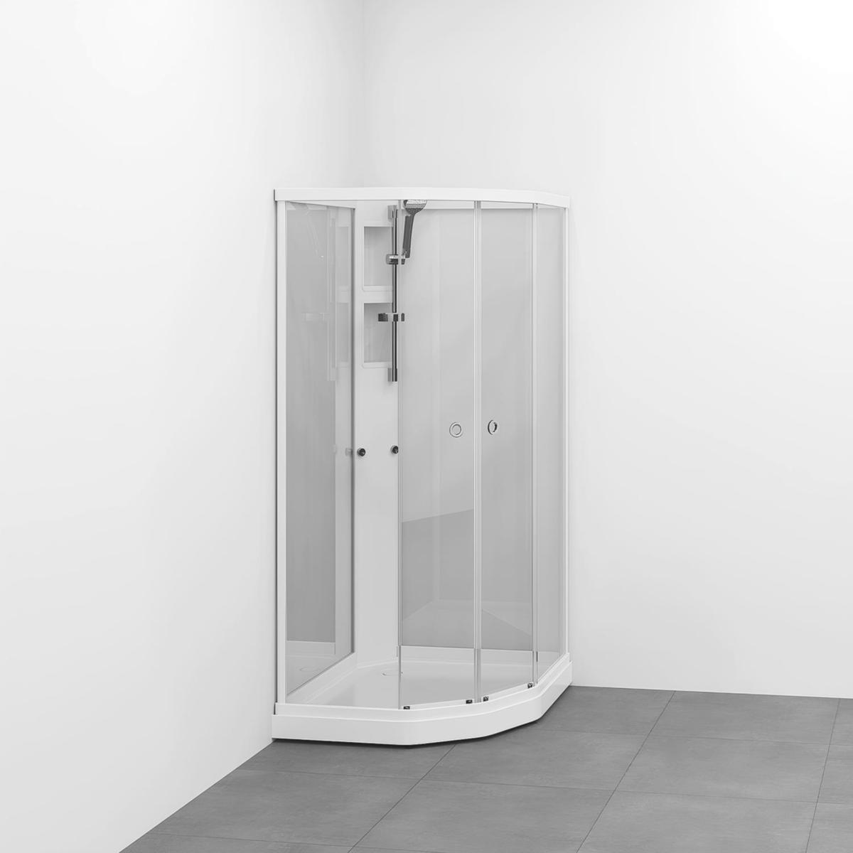 Duschkabin Flow kab Semi Utan Blandare 91x81, Macro - MACRO DUSCHKABIN FLOW SEMI UTPBL 91X81 V KLL, LÅG