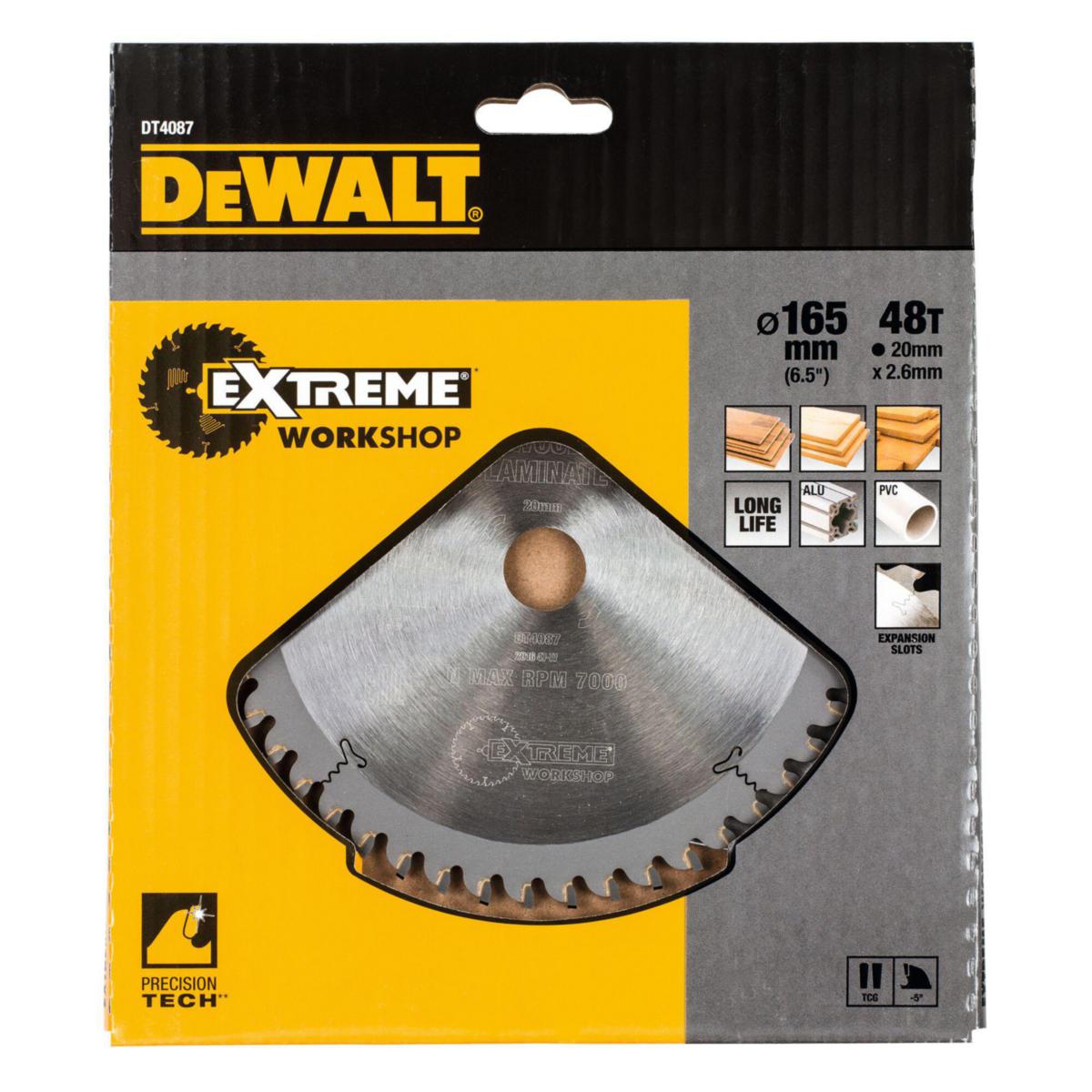 Cirkelsågklinga DEWALT serie 40 HM - CIRKELSÅGSKL. XT DEWALT DT4087 165X20X48T TCG-5G.FIN
